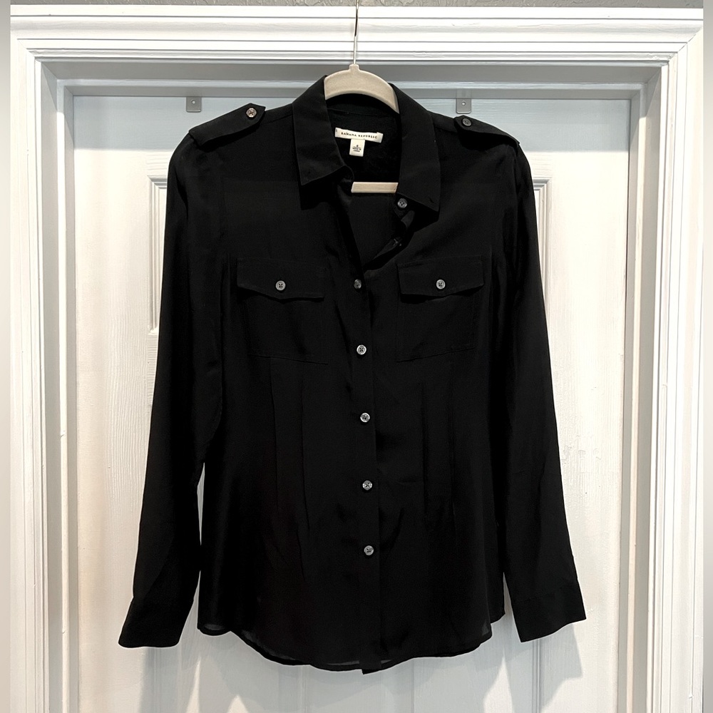 Banana Republic Sheer Black Blouse Womens 4